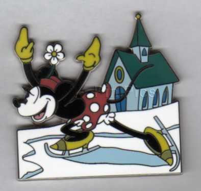 Wdw Minnie Mouse Ice Skating Snowman Spectacle Of Pins