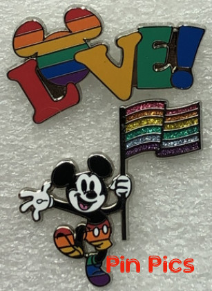 Mickey with Flag and LOVE - Rainbow - Set
