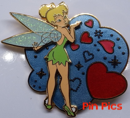 WDI Tinker Bell - 3D - Blue background w/Red Hearts