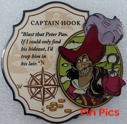 Disney Parks Peter Pan and Captain Hook Pin Talk Like A Pirate New with Card