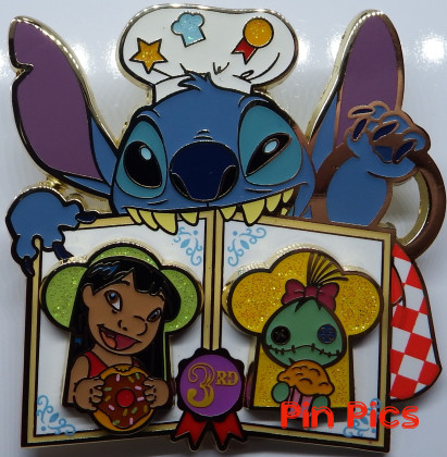 HKDL - Stitch, Lilo, Scrump - Welcome Badge with Charms - 3rd - Pin Trading Carnival 2020
