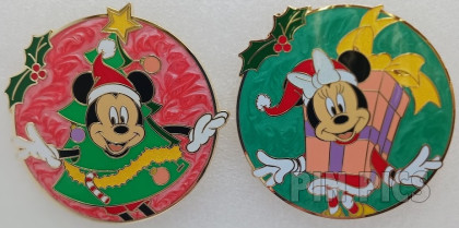 PALM - Mickey and Minnie Holiday Pair - Christmas Tree and Christmas Present - Pearl - Jumbo