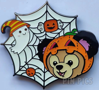 SDR - Duffy - Happy Halloween - Duffy and Friends - 2022 Mystery - Spider Web - Brown Bear in Jack-o-Lantern Costume