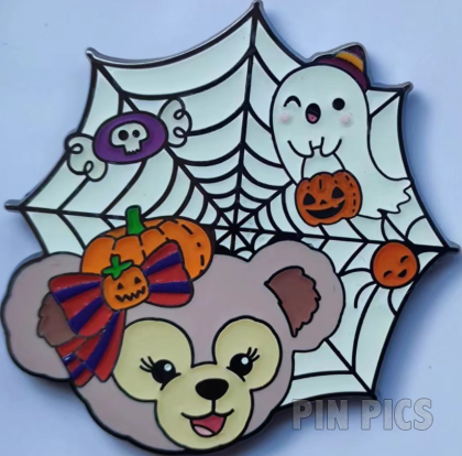 SDR - ShellieMay - Happy Halloween - Duffy and Friends - 2022 Mystery - Spider Web - Pink Bear Jack-o-Lantern Hat
