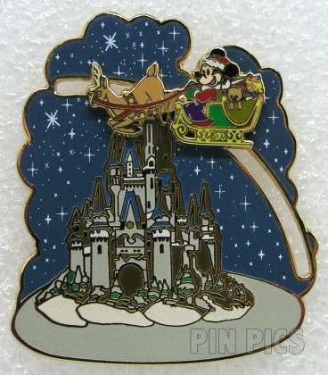 WDW - Mickey Mouse - Santa Sleigh with Reindeer - Snowy Castle - Slider