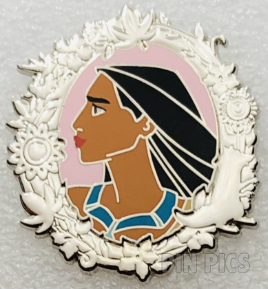 Pocahontas - Cameo - Side Profile - Silver Frame - Portrait