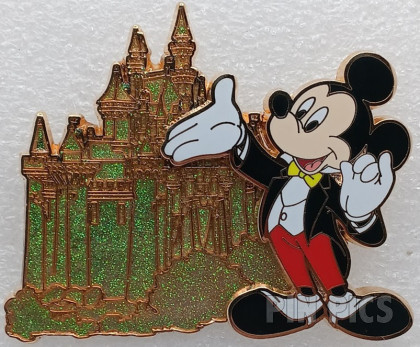 Bradford Exchange - Mickey Mouse in Tuxedo - Blue Green Glittery Castle - 20 Years Pin Trading