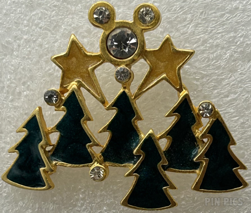 Jeweled Mickey Icon - Winter Forest - Pine Trees and Stars