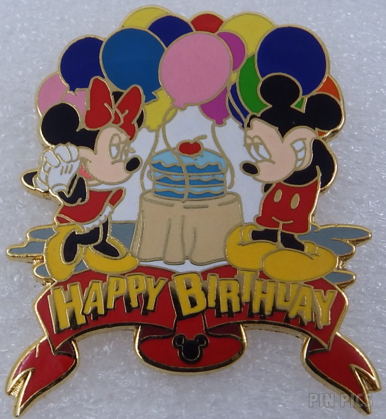 Mickey and Minnie -  Happy Birthday - Balloons and Cake