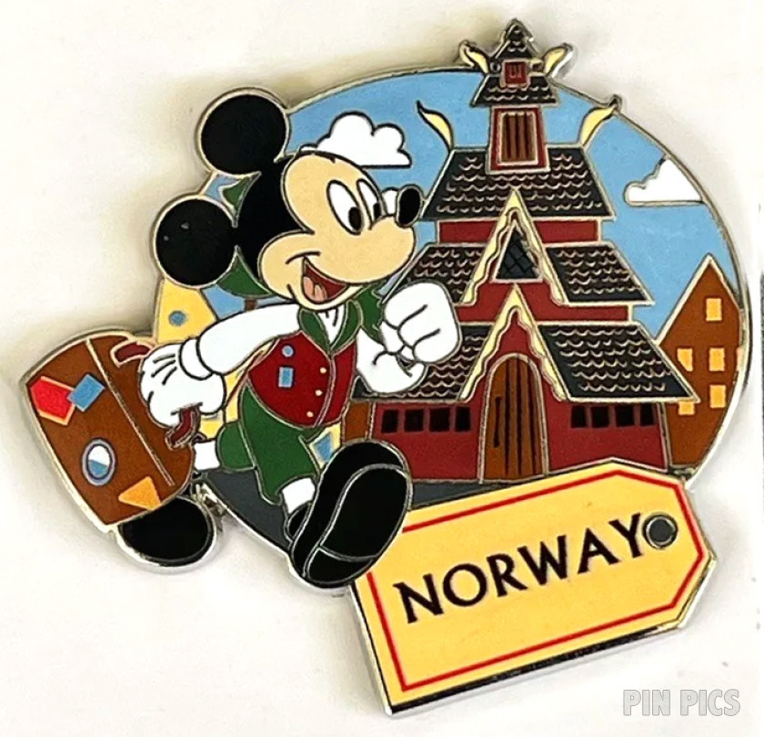 WDW - Norway - Traveling Mickey Carrying Suitcase - EPCOT World Showcase - Stave Church