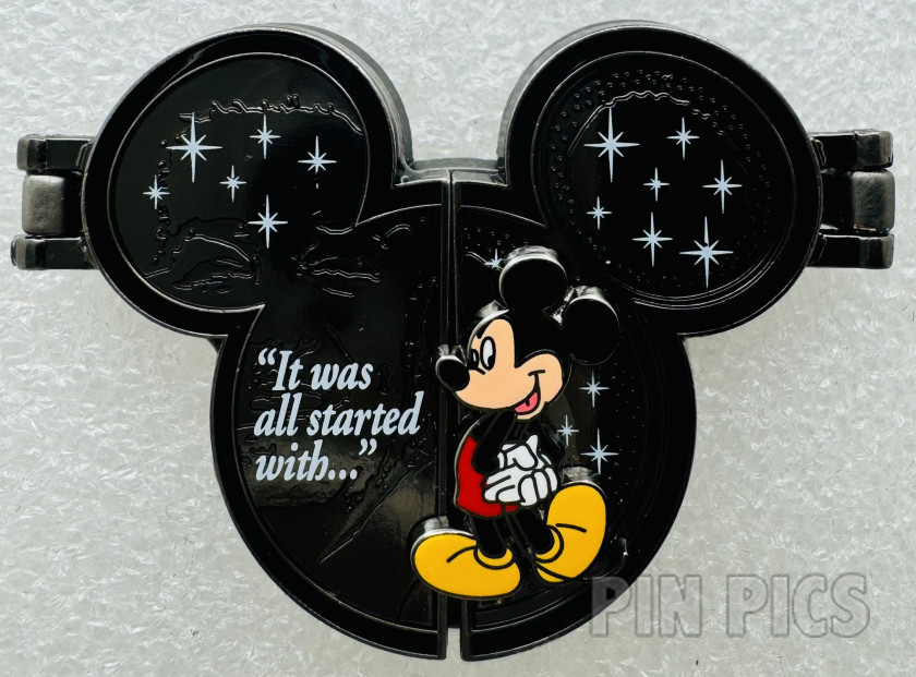 Mickey and Walt Disney - It Was All Started With - Black with White Text - Hinged