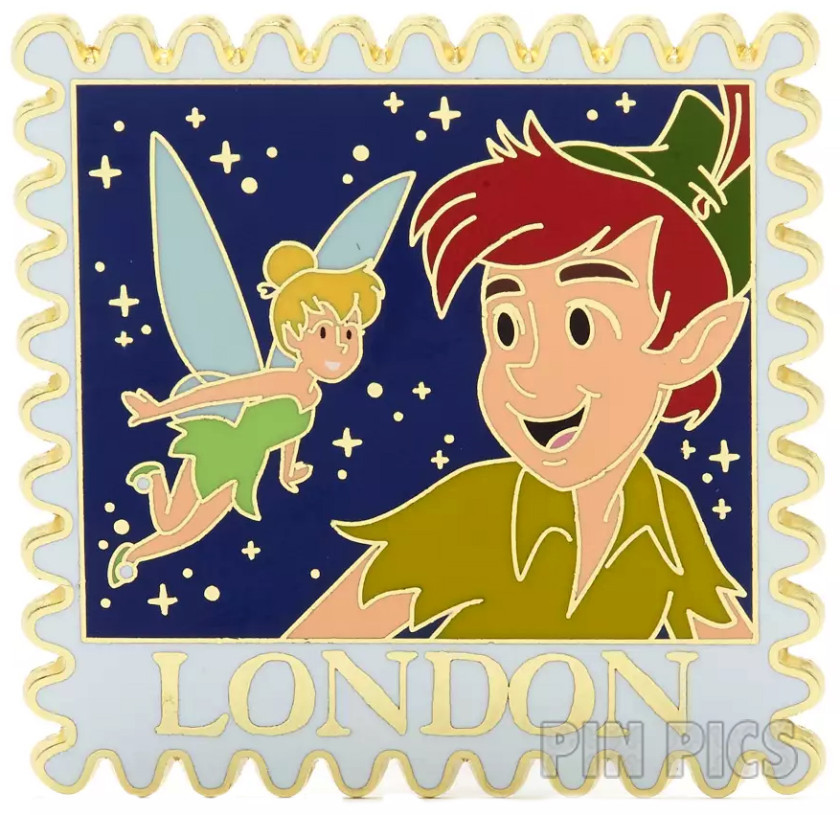 DSEU - Peter Pan and Tinker Bell - London Postcard - Wish You Were Here - One Family - Postage Stamp