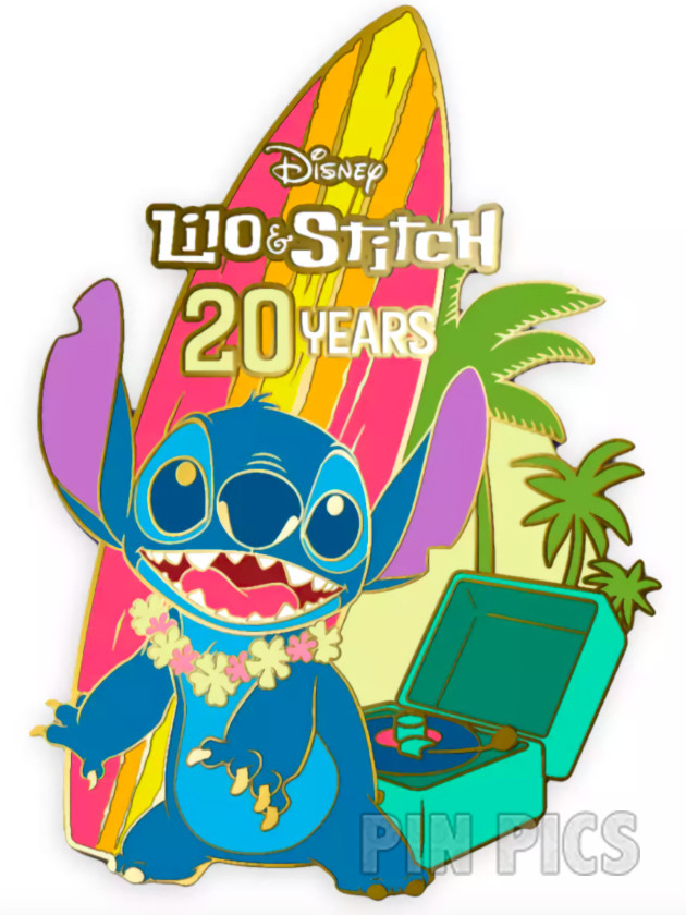 DIS - Stitch with Surfboard and Phonograph - 20th Anniversary - D23 Gold - Lilo and Stitch