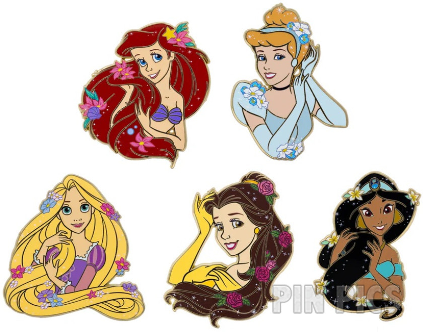 PALM - Ariel, Cinderella, Rapunzel, Belle, Jasmine - Princess Floral Set