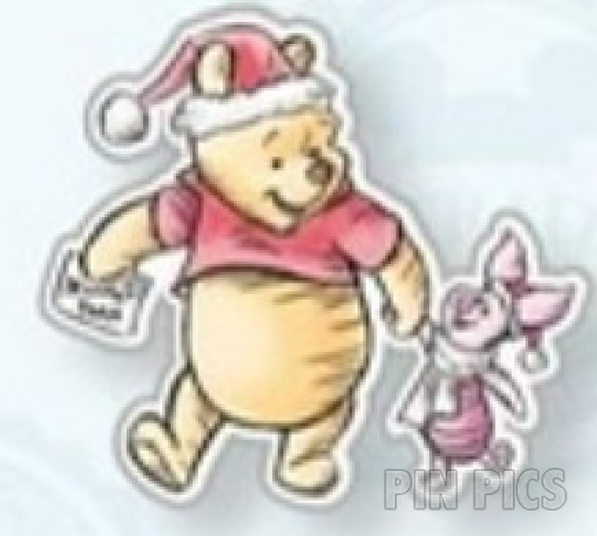 DLP - Winnie the Pooh and Piglet - Walking - Christmas - Santa Hat