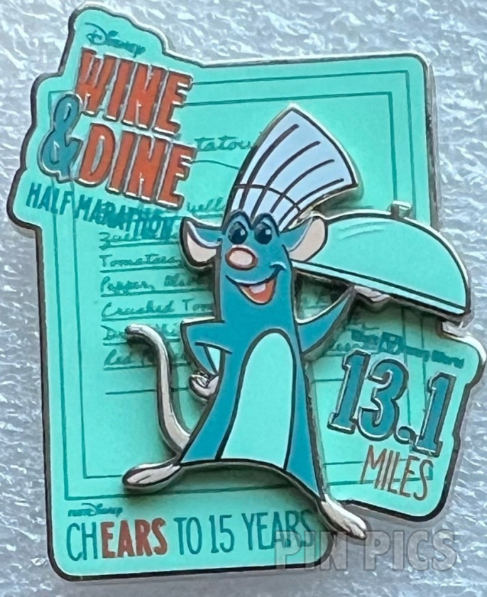 WDW - Chef Remy - Wine and Dine Half Marathon 2024 Logo - 13.1 Miles - Chears to 15 Years - runDisney - Ratatouille