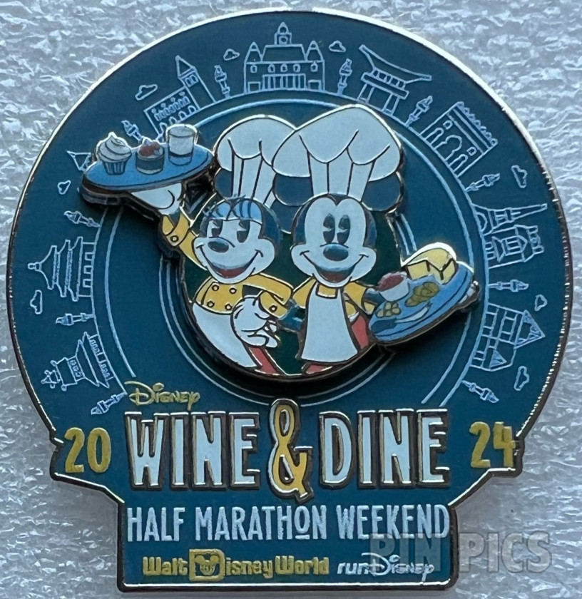 WDW – Chef Mickey and Chef Minnie - runDisney Wine and Dine Half Marathon Weekend 2024 Logo - World Showcase