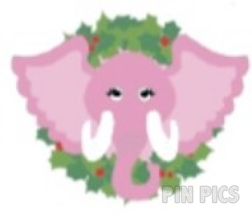 DL - Pink Elephant - It's a Small World Animals - Mystery - Christmas Holiday Wreath Collection