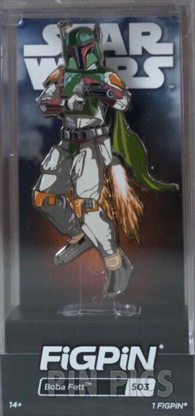 FiGPiN - Boba Fett - 503 - Gold Plate Variation - Mandalorian Bounty Hunter using Jet Pack - Star Wars