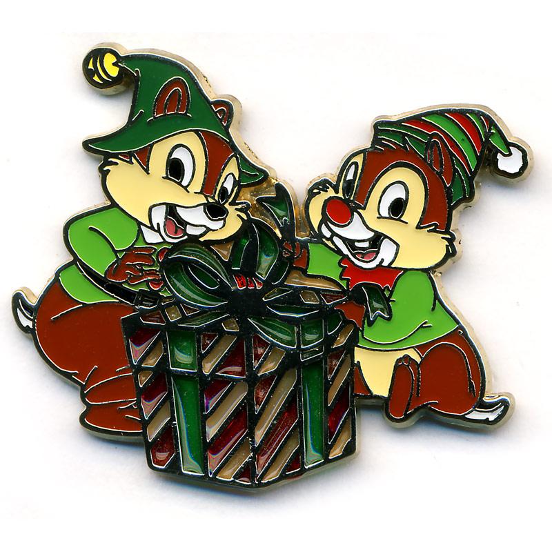 DSSH - Chip and Dale as Elves with a Present - Stained Glass - Holiday