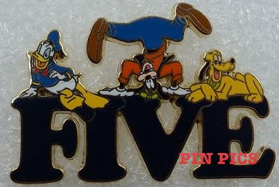 'Fab Five' Letter - 2 Pin Set - Five Donald, Goofy, and Pluto Only