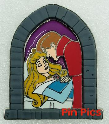 Stained Glass Window with the Prince`s Kiss To Sleeping Beauty