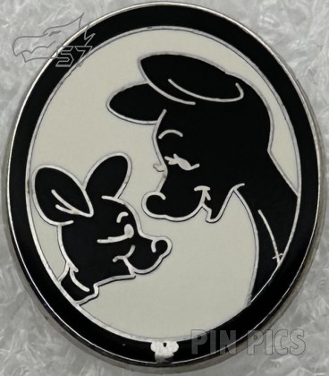 DL - Kanga and Roo - Facing Each Other in Black Oval Frame - Pooh Character Silhouette - Hidden Mickey 2009