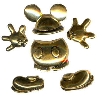 DS - Mickey Gold Body Parts Boxed 6 Pin Set