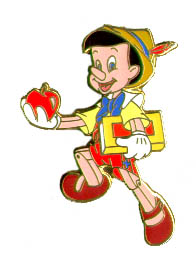 Pinocchio with Apple & Schoolbooks