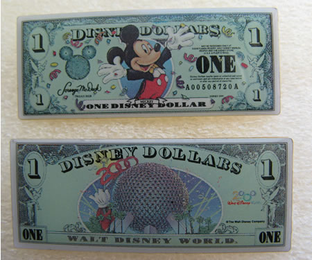 DLR - Disney Dollars 2 Piece Pin Set - One (Mickey Mouse)