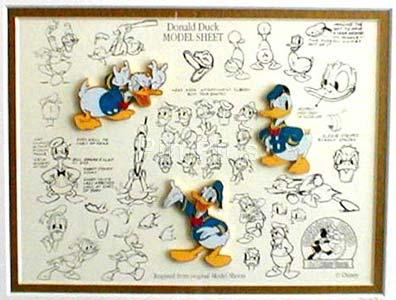 Donald Duck Model Sheet Framed Set (3 Pins)