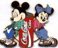 Mickey & Minnie Leaning Against Can of Coca-Cola