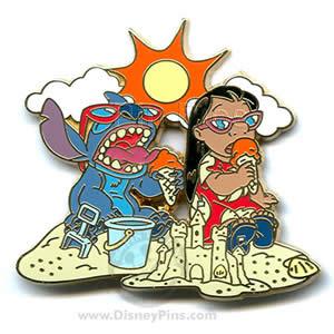 DISNEY WDW 2003 LILO AND STITCH WEARING SUNGLASSES WITH SHAVED ICE PIN
