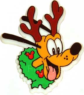 Monogram - Pluto as Reindeer and Mickey Wreath