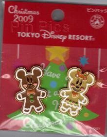 TDL-Mickey & Minnie Mouse Christmas Ginger Bread Cookie Pins