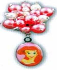 Disney Princess Snapz Ariel Pink and White Pearl Bead Dangle Brooch (Converted)