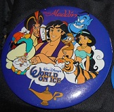 Button: Walt Disney's World On Ice Aladdin, Jasmine, Rajah, Genie, Jafar, Sultan, Iago and Abu (Huge Button)