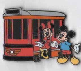 DCA - California Adventure Mystery Pin Set - Mickey & Minnie on Buena Vista St. Red Car Trolley