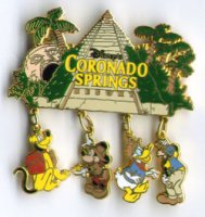 WDW - Pluto, Mickey, Donald, Goofy - Coronado Springs Resort - Dangle