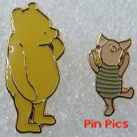 Michel & Company - Pooh & Friends 2-Pin Greeting Card Series (Pooh Standing / Piglet Dancing)