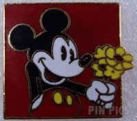 Mickey Mouse - Bouquet of Yellow Flowers - Red Background