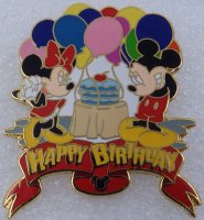 Mickey and Minnie -  Happy Birthday - Balloons and Cake