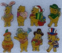 Japan - Pooh - Through the Holidays - Mini 8 Pin Set - JDS