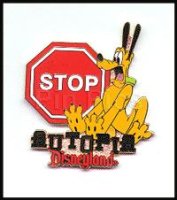 Disneyland 2001 Pluto STOP!!! Autopia Pin