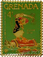 JG and A - Grenada Stamp - Donald Playing Golf