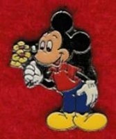 Mickey Holding Yellow Flowers in Right Hand