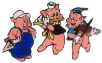 DL - Three Little Pigs - 3 Pin Set - Fiddle & Flute