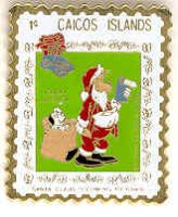 Caicos Islands Stamp-Santa Claus is coming to town