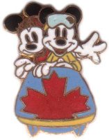 Mickey and Minnie in a canadian bobsled