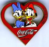 Donald & Daisy Inside a Heart Coca-Cola Pin